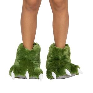 Lazy One Green Dino Slippers Toddler